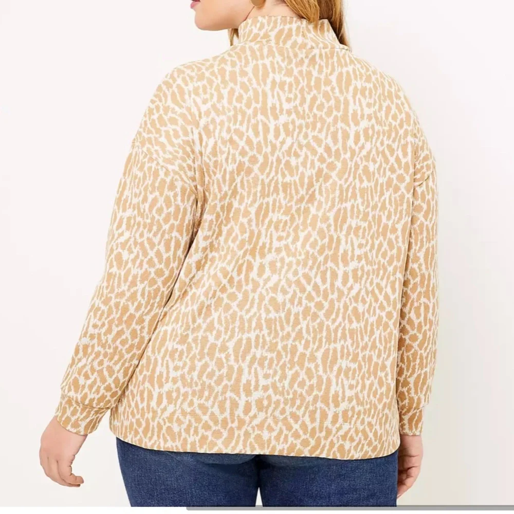 LOFT Plus Animal Spotted Mock Neck Top - Picture 3 of 9
